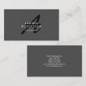 Monogramme moderne Gris clair Carte de visite tend (Devant / Derrière)