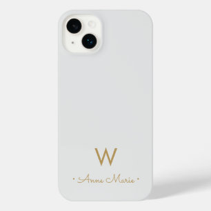 Monogramme Moderne Gris Clair Or Script