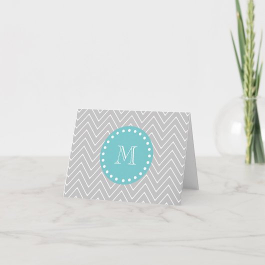 Monogramme moderne gris et turquoise de coutume de (Devant)