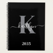 Monogramme moderne gris noir script (Devant)
