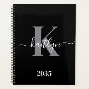 Monogramme moderne gris noir script