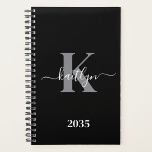 Monogramme moderne gris noir script