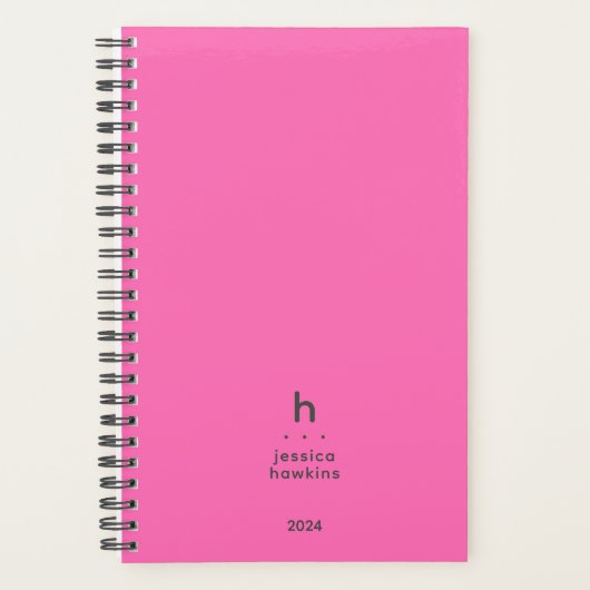 Monogramme moderne Hot Pink tendance hebdomadaire (Devant)