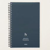 Monogramme moderne Indigo Blue tendance hebdomadai (Devant)