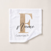 Monogramme moderne Initiale F & Nom Personnalisé (Gant de toilette)