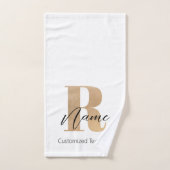 Monogramme Moderne Initiale R & Nom Personnalisé (Serviette à main)