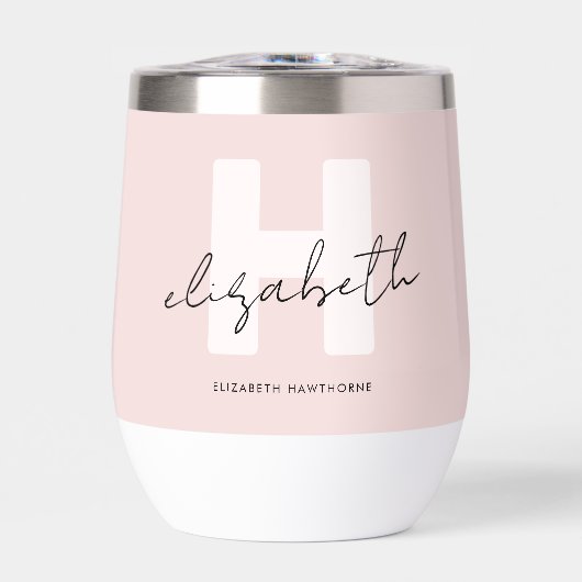 Monogramme moderne Jeune fille Script Blush rose B (Avant)