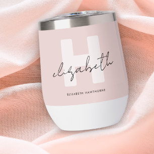 Monogramme moderne Jeune fille Script Blush rose B