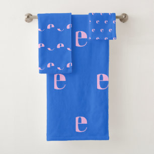 Monogramme Moderne Lettre Initiale Bleu Clair Rose