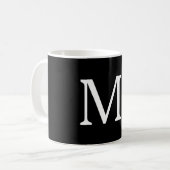 Monogramme moderne main Lettré Mug noir blanc (Devant gauche)