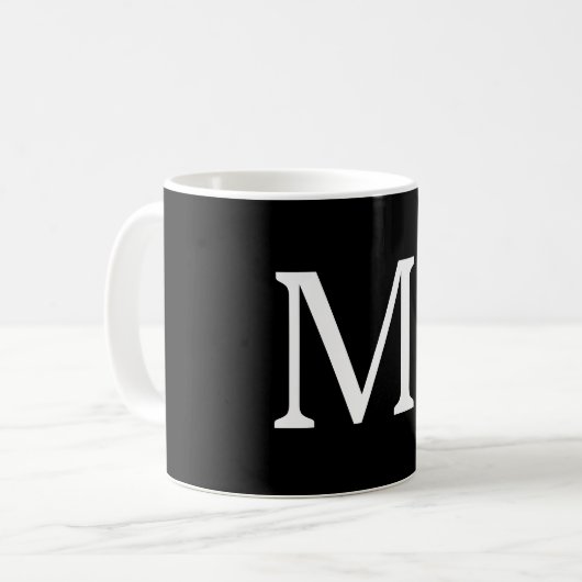Monogramme moderne main Lettré Mug noir blanc (Devant gauche)