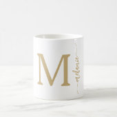 Monogramme moderne main lettrée or blanc Mug (Centre)