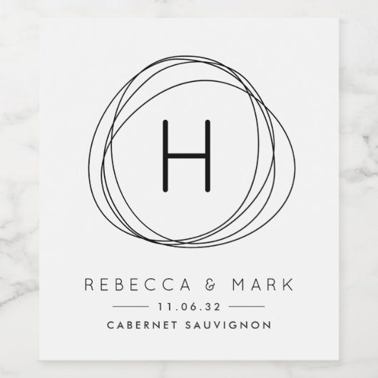 Monogramme Moderne Mariage Favoriser les Étiquette (Étiquettes simples)