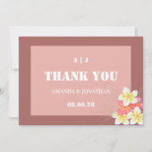 Monogramme moderne Mariage Floral Carte de remerci (Devant)