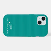 Monogramme moderne Modèle Turquoise Bleu Vert rayu (Verso Horizontal)