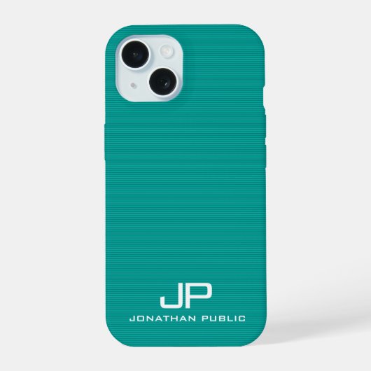 Monogramme moderne Modèle Turquoise Bleu Vert rayu (Verso)