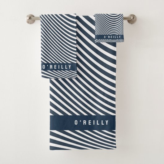 Monogramme moderne Motif de bande bleu et blanc de (En situation)