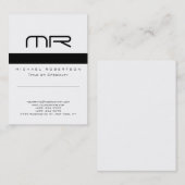 Monogramme moderne noir blanc Carte de visite prop (Devant / Derrière)