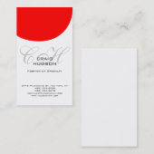 Monogramme moderne noir blanc Carte de visite roug (Devant / Derrière)