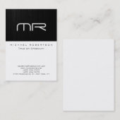 Monogramme moderne noir blanc Carte de visite tend (Devant / Derrière)