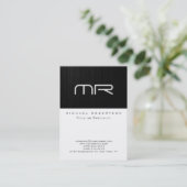 Monogramme moderne noir blanc Carte de visite tend (Debout devant)
