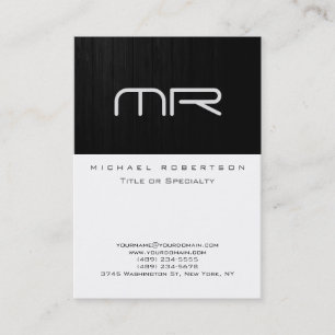 Monogramme moderne noir blanc Carte de visite tend