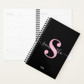 Monogramme Moderne Noir Blanc et Rose Clair (Devant avec enveloppe)