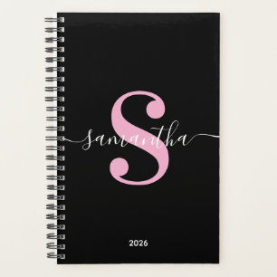 Monogramme Moderne Noir Blanc et Rose Clair