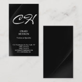 Monogramme moderne noir blanc gris Carte de visite (Devant / Derrière)