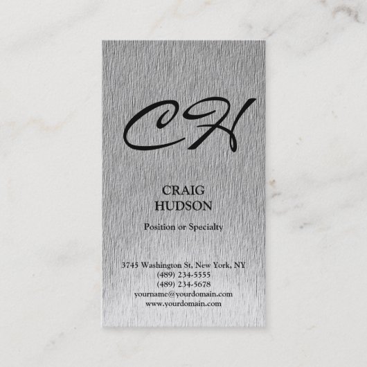 Monogramme moderne noir blanc gris Carte de visite (Devant)
