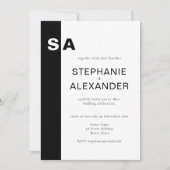 Monogramme moderne Noir Blanc Mariage Invitation (Devant)