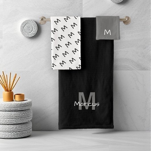 Monogramme moderne noir chic