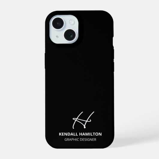 Monogramme Moderne Noir Chic Professionnel (Verso)