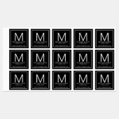 Monogramme moderne noir et blanc Étiquettes d'affa (Feuille)