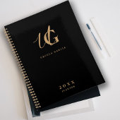 Monogramme Moderne Noir et Or Script