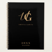 Monogramme Moderne Noir et Or Script (Devant)