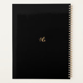Monogramme Moderne Noir et Or Script (Dos)
