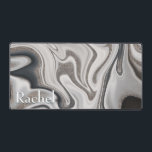 Monogramme moderne noir gris et marbre argenté<br><div class="desc">Ce beau tapis de bureau est orné d'arrière - plan en marbre noir,  blanc,  gris et argent tourbillon. Simple et élégant. Ajoutez un nom pour le rendre vraiment personnel. Fait un grand cadeau. Créé par Simply Farmhouse Press.</div>