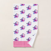 Monogramme moderne Nom Flamant rose rose noir Sall (Serviette à main)