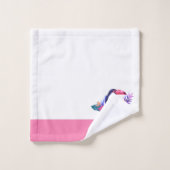 Monogramme moderne Nom Flamant rose rose noir Sall (Gant de toilette)