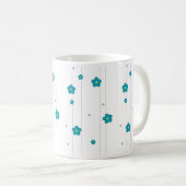 Monogramme moderne Nom Fleur bleue Design Café Mug (Devant droit)