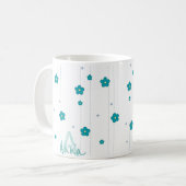 Monogramme moderne Nom Fleur bleue Design Café Mug (Devant gauche)