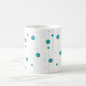 Monogramme moderne Nom Fleur bleue Design Café Mug (Centre)