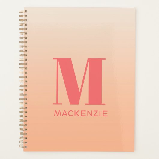 Monogramme moderne Nom initial Peach Gradient (Devant)