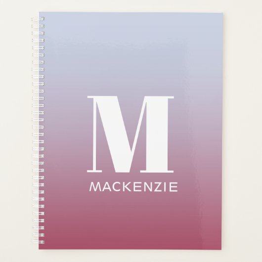 Monogramme moderne Nom initial Pink Blue Gradient (Devant)