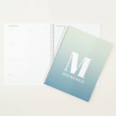Monogramme moderne Nom initial Turquoise Aqua Grad (Devant avec enveloppe)