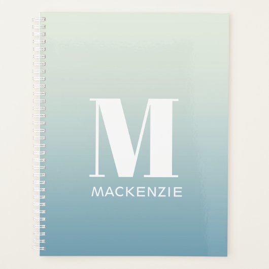 Monogramme moderne Nom initial Turquoise Aqua Grad (Devant)