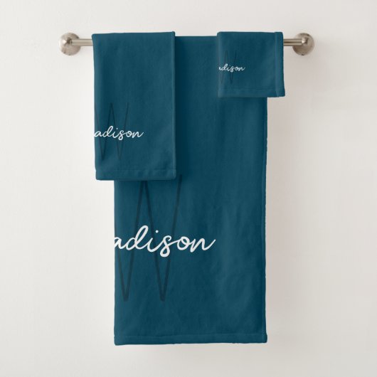 Monogramme Moderne Nom Script Bleu (En situation)