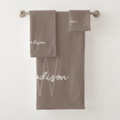 Monogramme Moderne Nom Script Taupe (En situation)