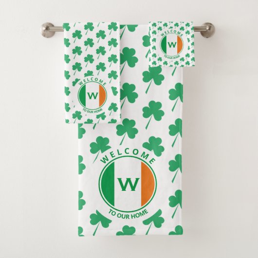 Monogramme moderne Nom Shamrock drapeau irlandais (En situation)